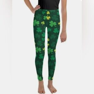 Girls/Boys Green Clover Print leggings, athletic pants
